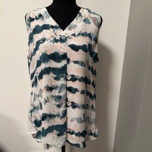 *CABI* Lt. Pink x Teal Sleeveless Blouse Size Small
